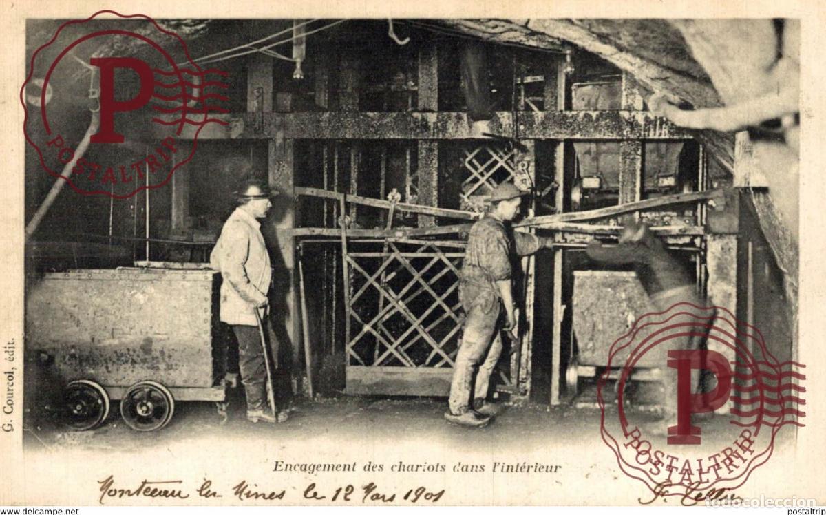 Postales: RARE Encagement des chariots dans linterieur MINE MINEURS M&eacute;tiers PROFESSIONS