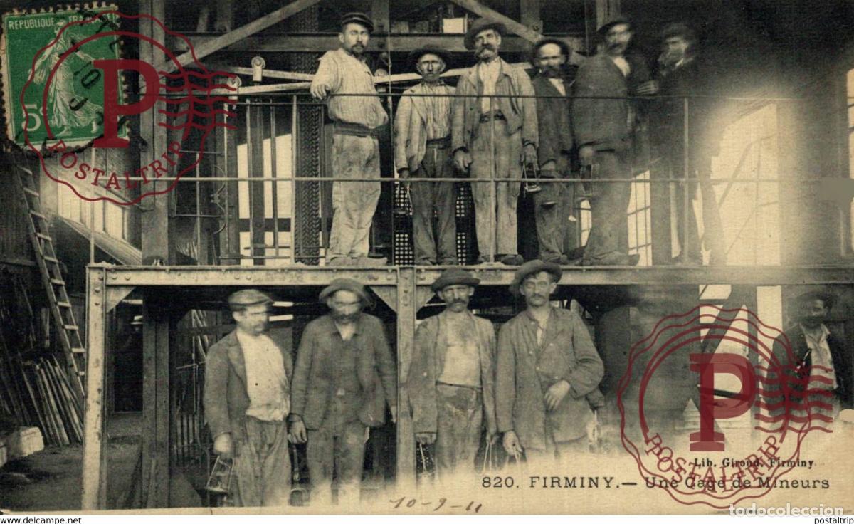 Postales: FIRMINY Loire 42 Une CAGE de MINEURS MINE MINEURS M&eacute;tiers PROFESSIONS