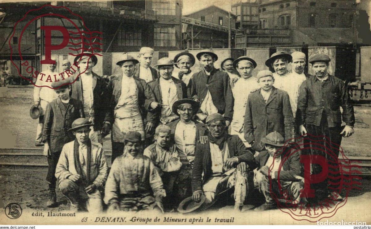 Postales: NORD DENAIN GROUPE DE MINEURS APRES LE TRAVAIL MINE MINEURS M&eacute;tiers MINING MINA
