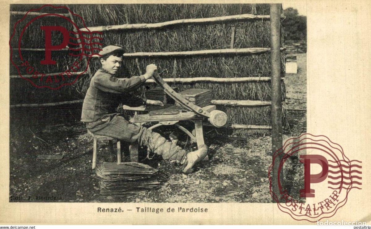 Postales: Renaze 53 MAYENNE taillage de l ardoise MINE MINEURS M&eacute;tiers MINING MINA