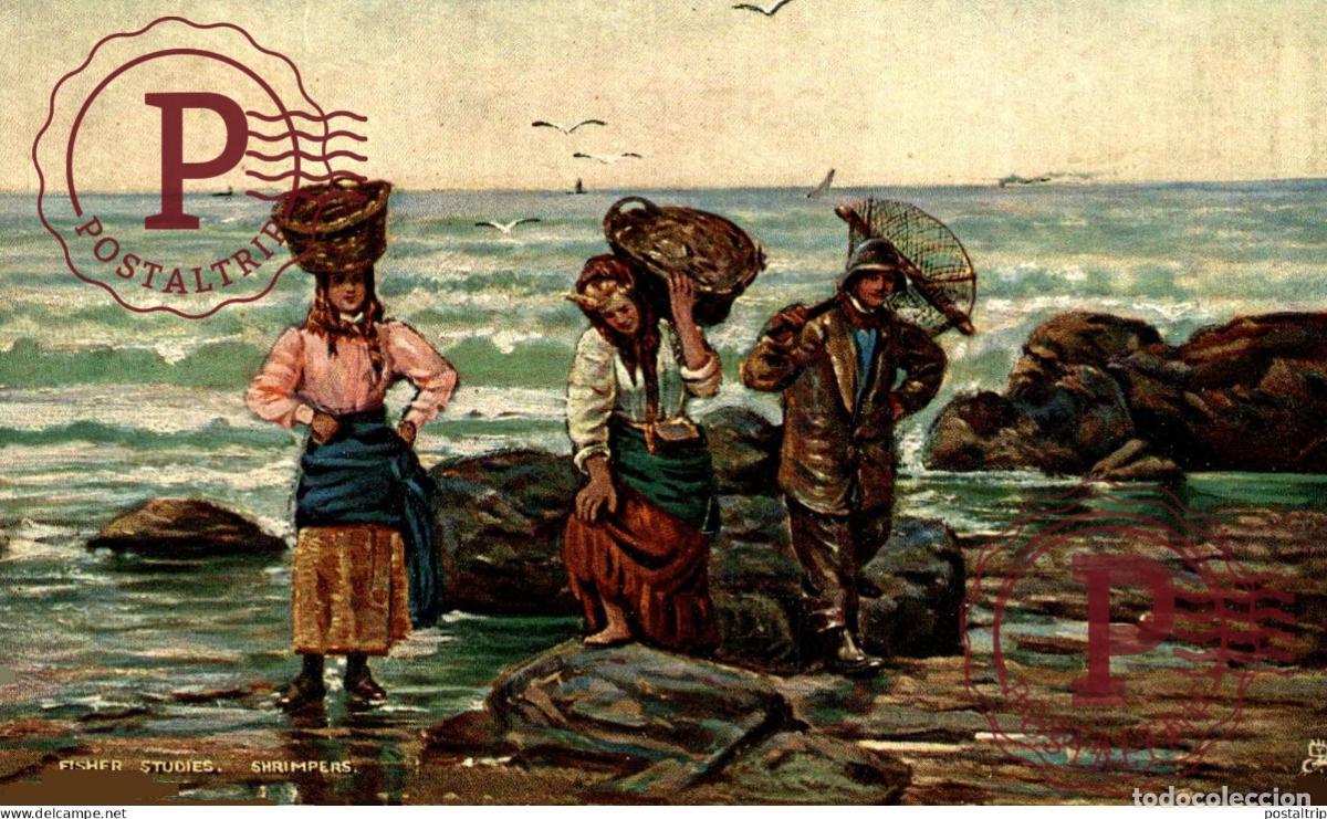 Postales: PESCA. PECHE. FISHING. FISHER STUDIES. SHRIMPERS