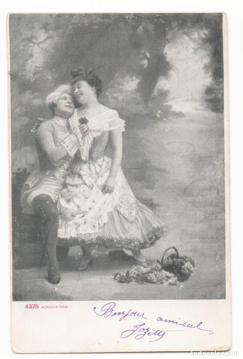 Postales: Postal francesa principios del XX- circulada-Mujeres disfrazadas-sin separaci&oacute;n en el reverso-