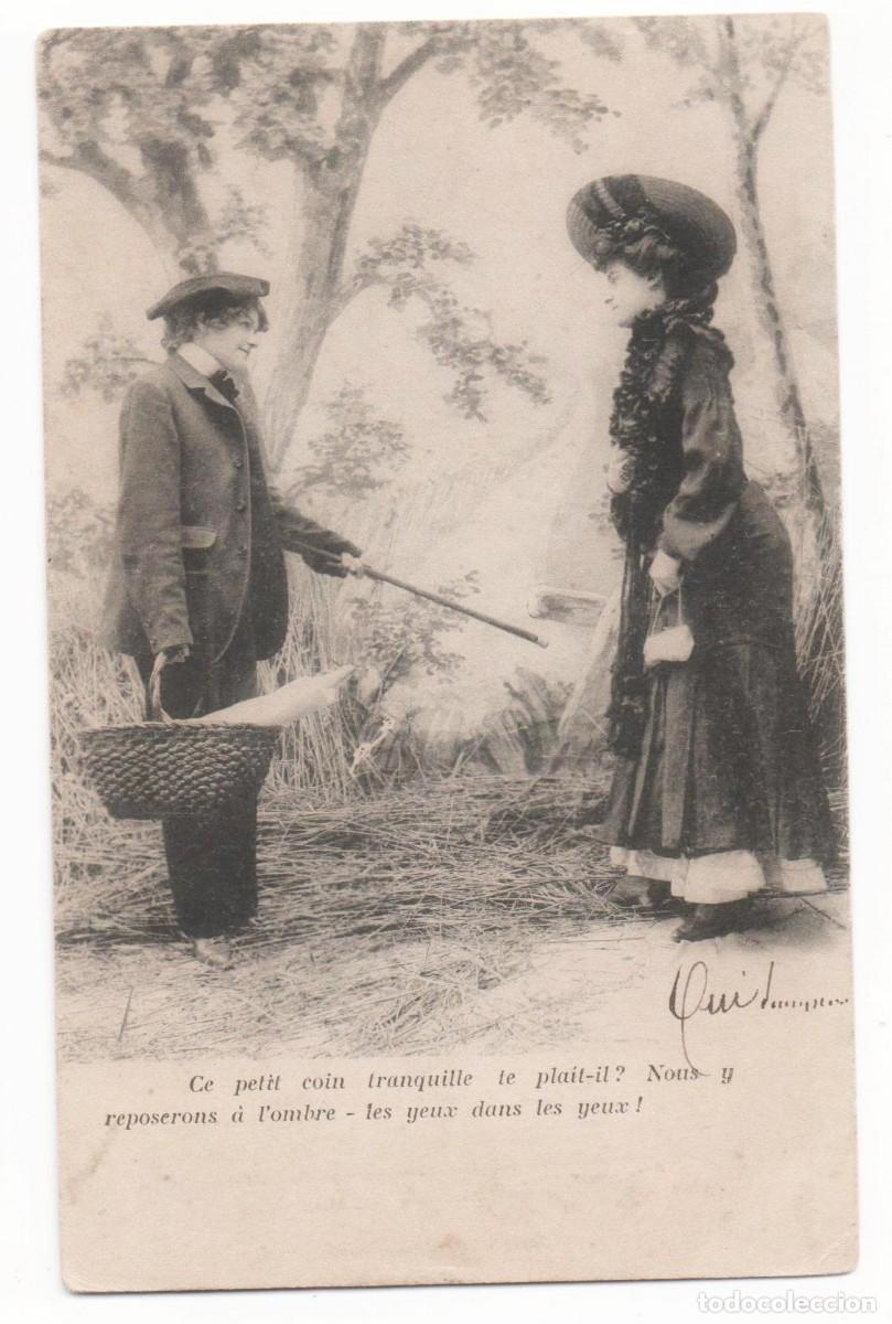 Postales: Postal francesa principios del XX- circulada-Mujeres disfrazadas-
