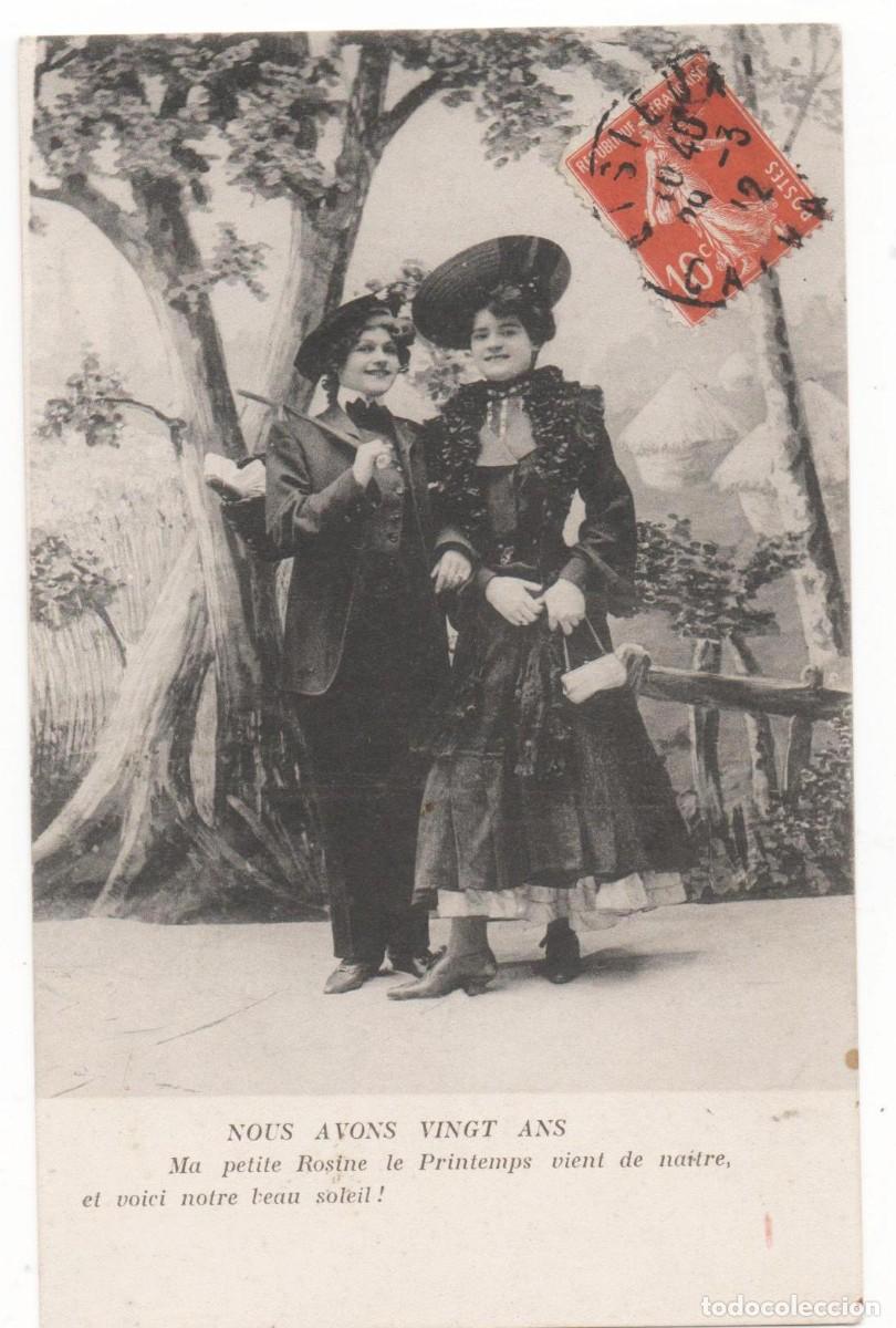Postales: Postal francesa principios del XX- circulada-Mujeres disfrazadas-