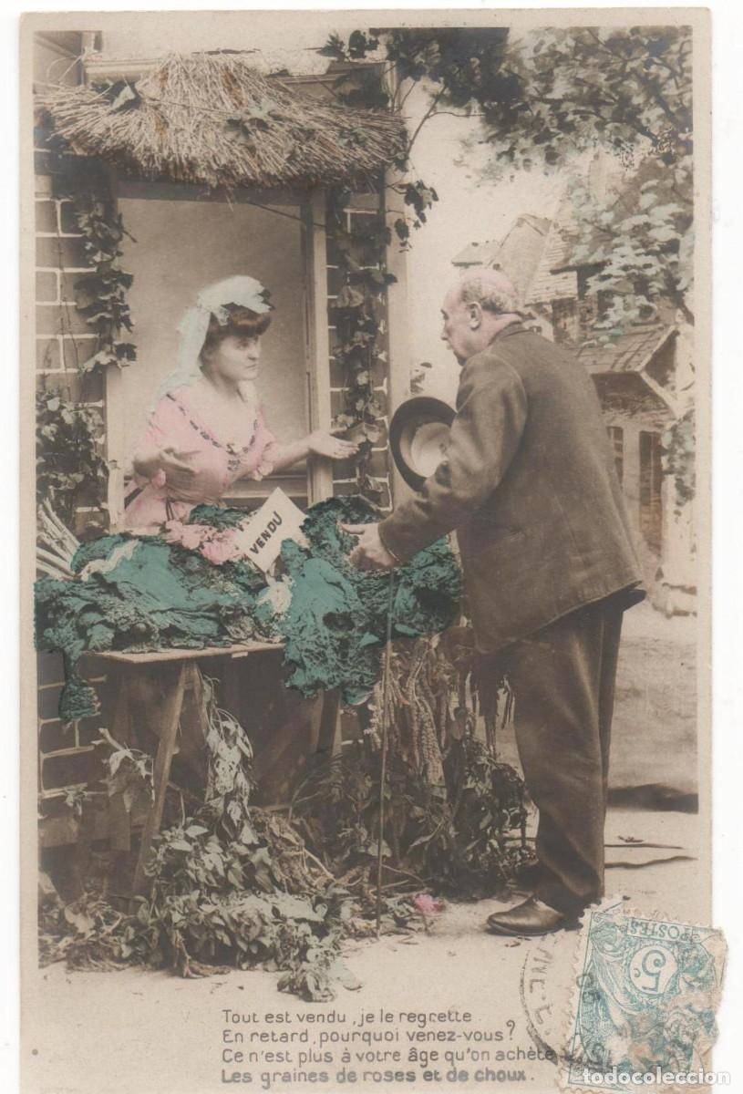 Postales: Postal francesa principios del XX- circulada-En el Mercado