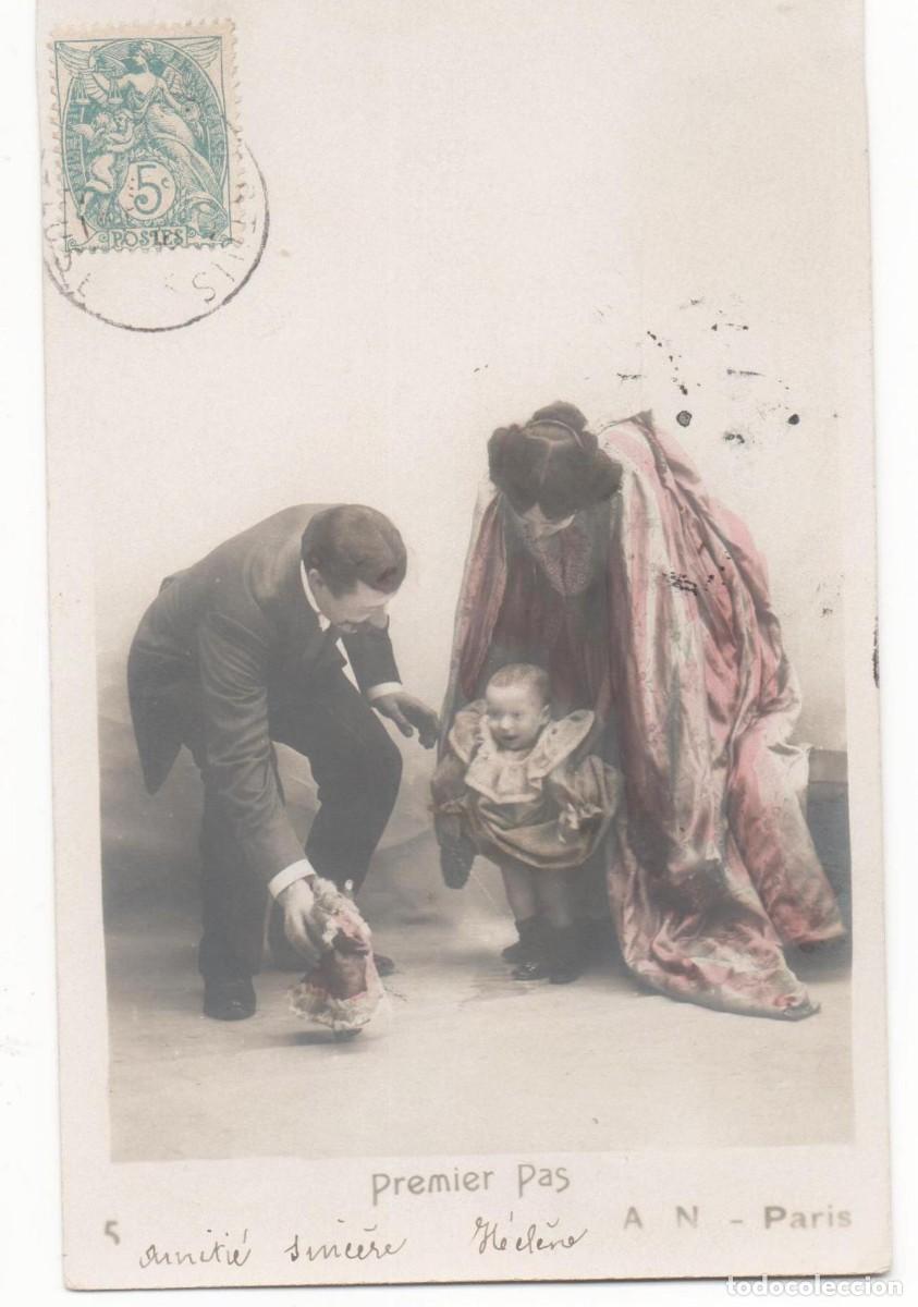 Postales: Postal francesa principios del XX- circulada-Los primeros pasos