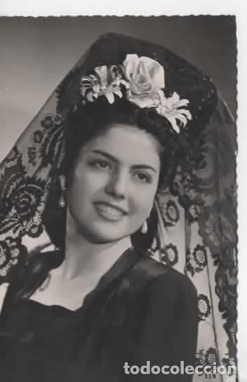Postales: ESPA&Ntilde;A ESCRITA MUJER CON MANTILLA