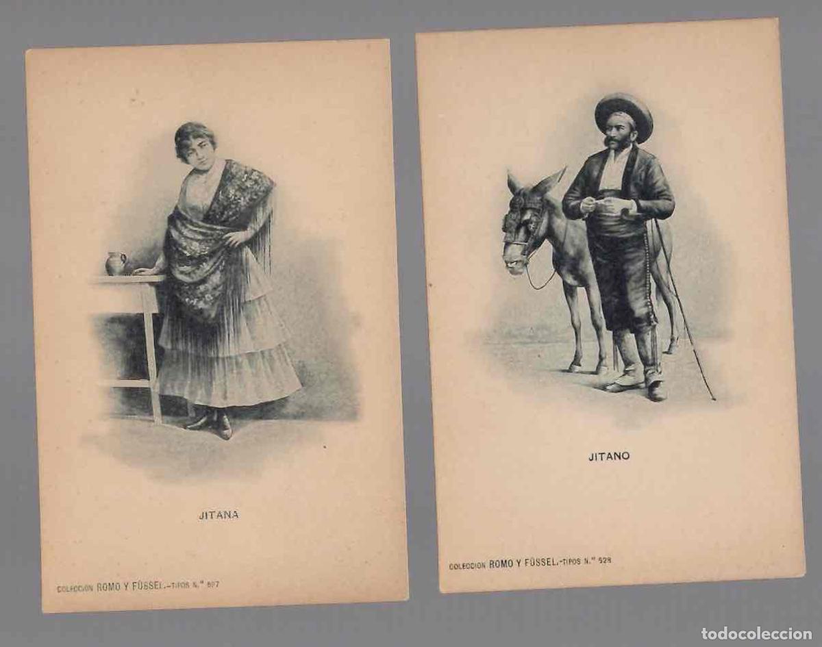 Postales: TARJETA POSTAL JITANO Y JITANA. N&ordm; 527 Y 528. ROMO F&Uuml;SSEL. HAUSER Y MENET