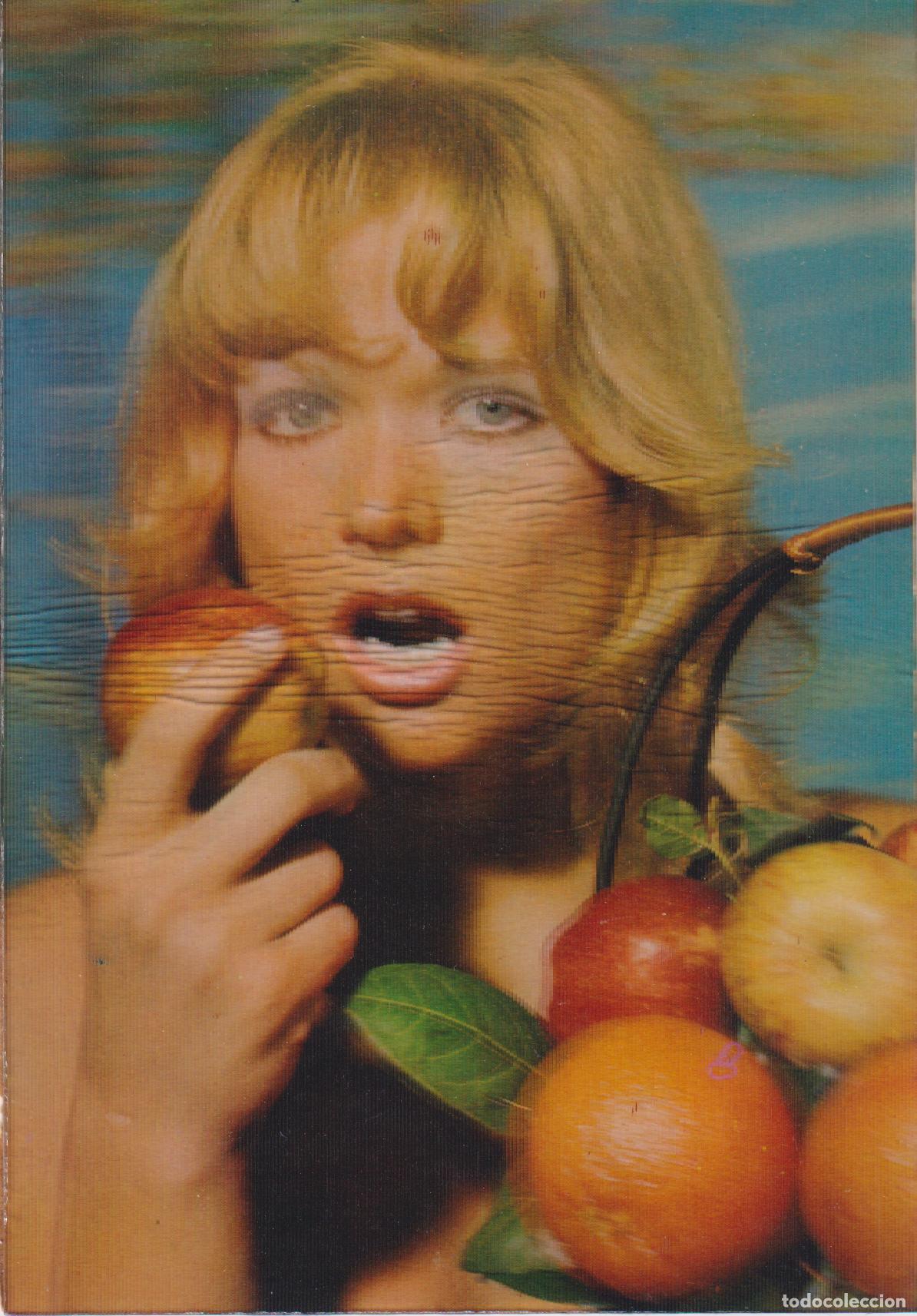 Postales: POSTAL ESTEREOSC&Oacute;PICA - MODELO CON MANZANAS - ESCUDO DE ORO N&ordm; R165 - ESCRITA