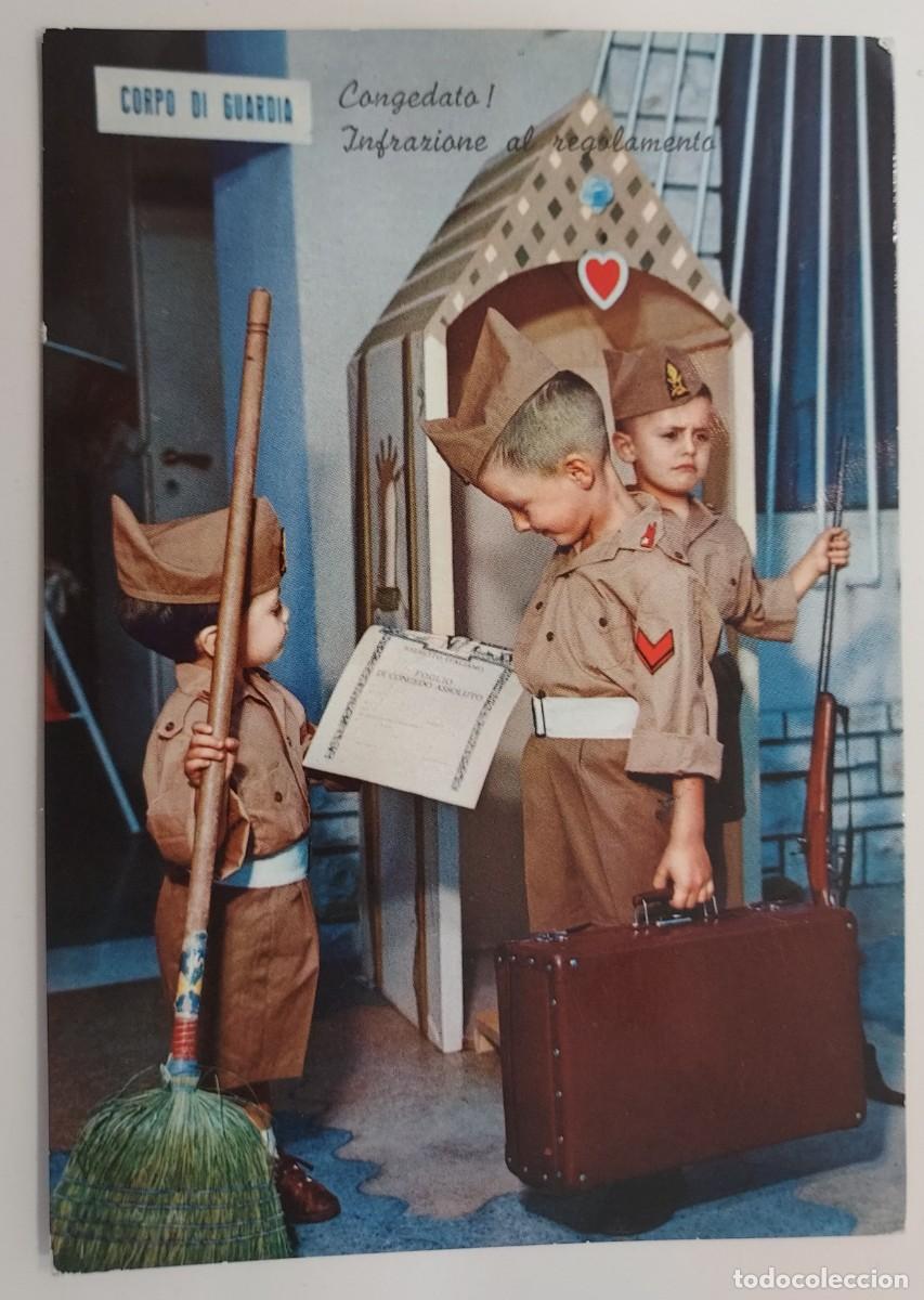 Postales: POSTAL NI&Ntilde;OS SOLDADO EN LA MILI. CORPO DI GUARDIA. ESCRITA 1963. ITALIA GARAMI. MILITAR
