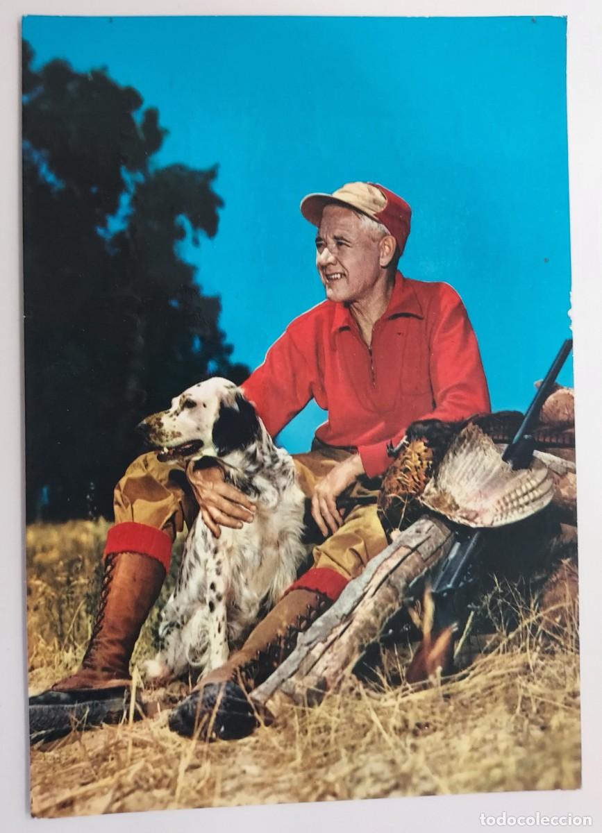 Postkarten: POSTAL CAZADOR CON PERRO RAZA SETTER INGLES. ESCRITA 1964. ITALIA
