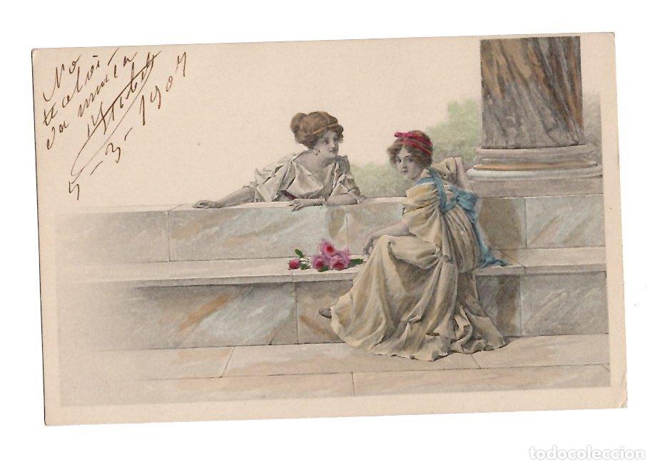 Cartes Postales: TARJETA POSTAL ROMANTICA ILUSTRADA POR ROBERT AUER. A&Ntilde;O 1907