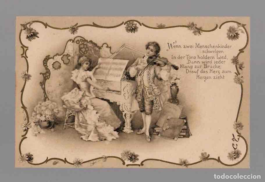 Postales: TARJETA POSTAL CON ESCENA MUSICAL. CIRCULADA EN ZURICH, A&Ntilde;O 1901