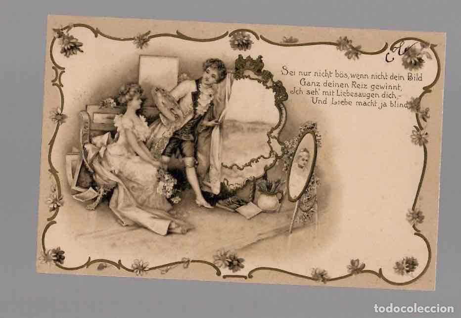 Postales: TARJETA POSTAL CON ESCENA ROMANTICA. CIRCULADA EN ZURICH, A&Ntilde;O 1901