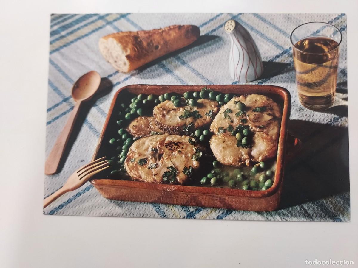 Postales: POSTAL PLATOS TIPICOS DE ESPA&Ntilde;A MERLUZA CON GUISANTES. SIN CIRCULAR. 1965