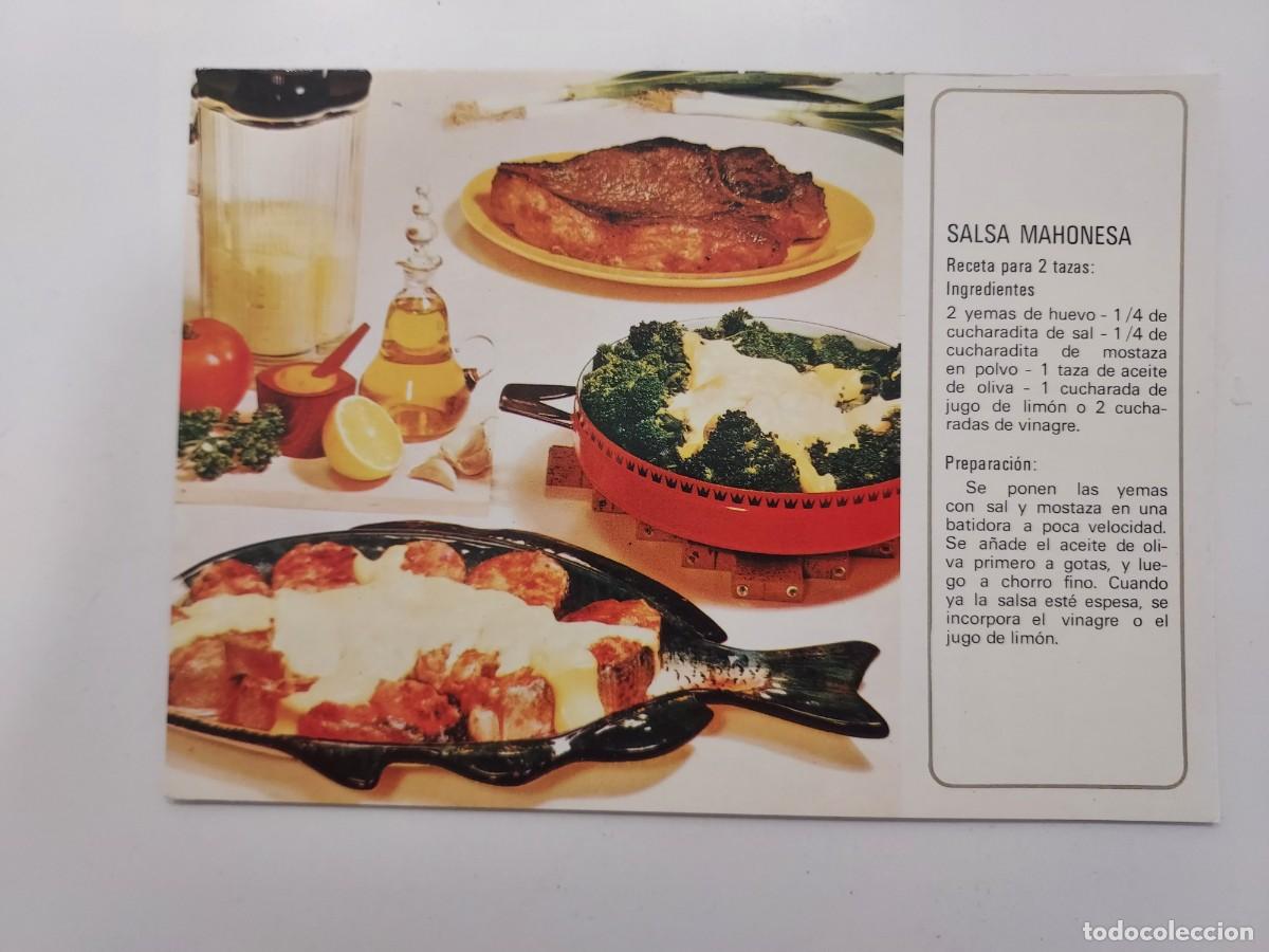 Postales: POSTAL RECETA SALSA MAHONESA. S/C. SINDICATO NACIONAL DEL OLIVO, ACEITE DE OLIVA ES EL MEJOR