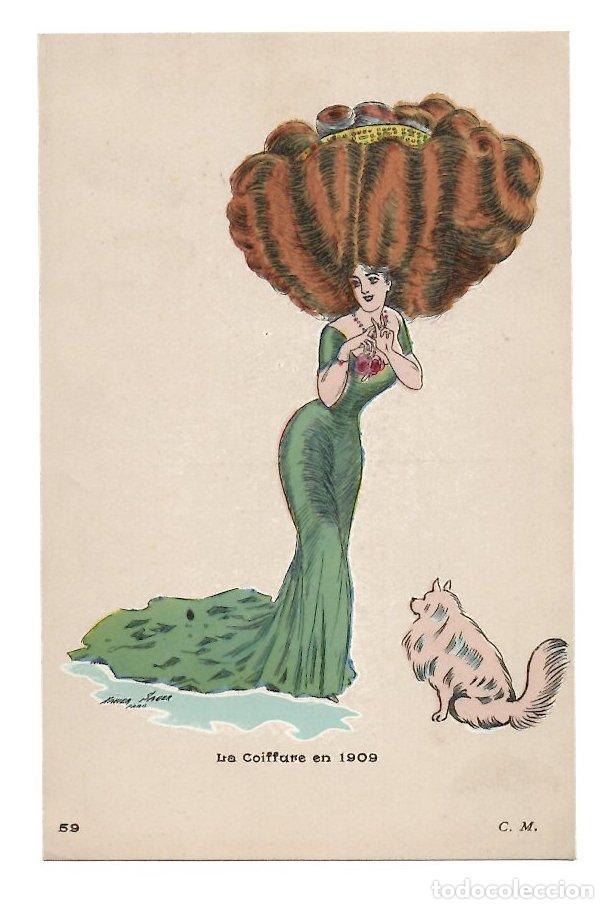 Postales: TARJETA POSTAL LA COIFFURE EN 1909. C.MALCUIT, PARIS. N&ordm; 59