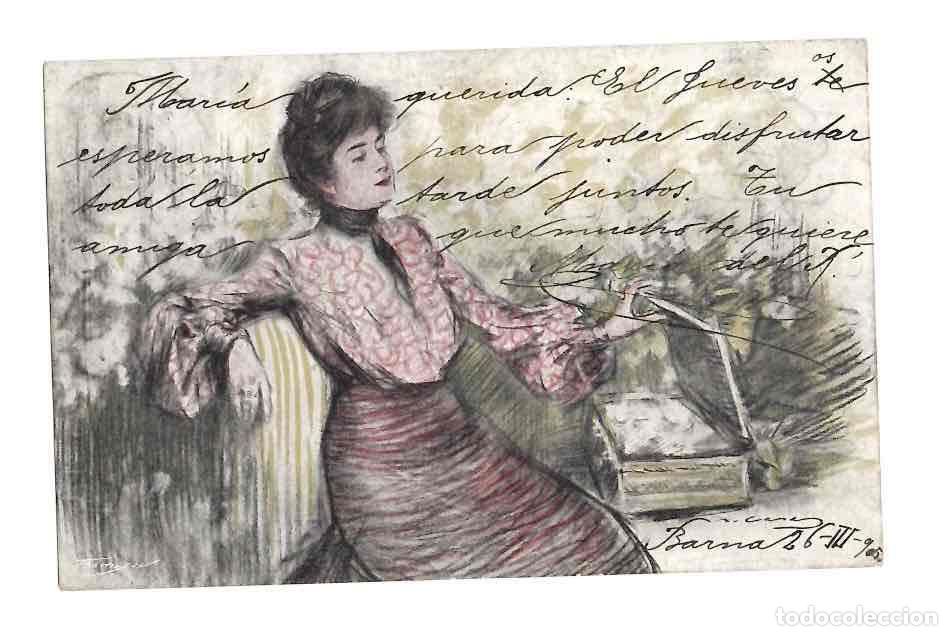 Postales: TARJETA POSTAL ILUSTRADA POR RAMON CASAS. MODERNISMO CATALAN. A&Ntilde;O 1905