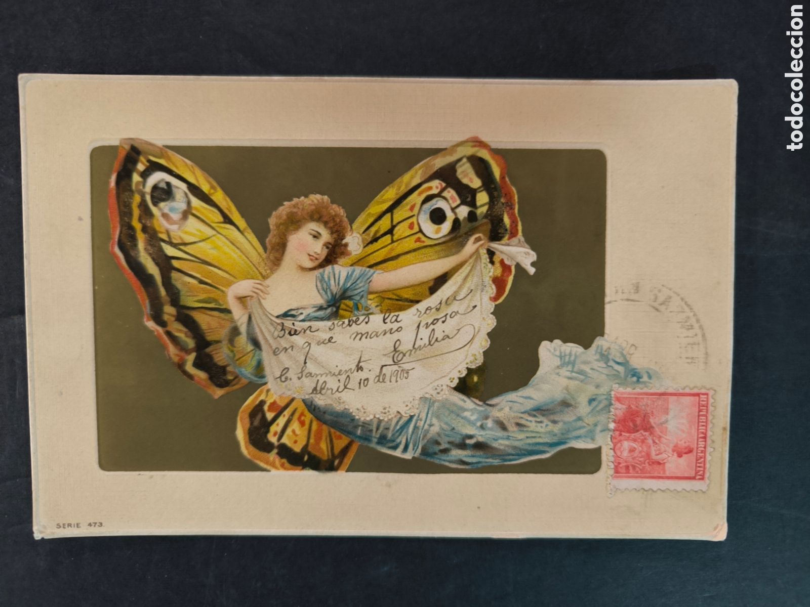 Postales: Postal modernista circulada en 1905. Sin dividir.