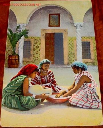 Postales: ANTIGUA POSTAL DE MARRUECOS - MORAS PREPARANDO EL CUS CUS - Foto 1