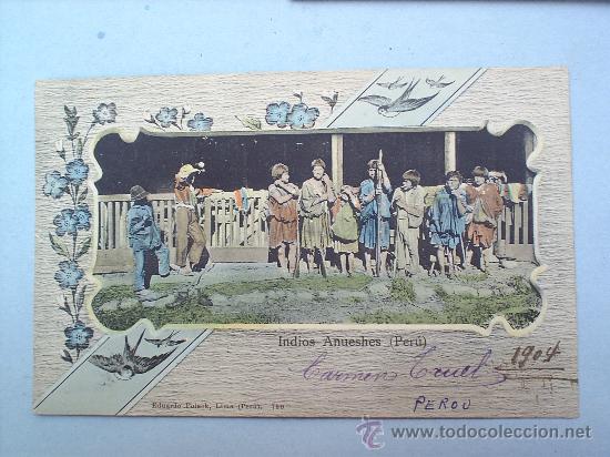 Postales: INDIOS ANUESHES-PERU-CIRCULADA 1904 - Foto 1