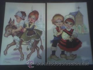 Postales: DOS POSTALES: DIBUJOS REGIONALES (2) NUEVAS - Foto 1