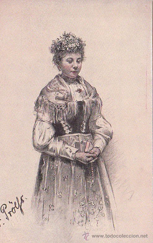 Postales: Postal antigua , mujer , moda, folclore, 2 - Foto 1