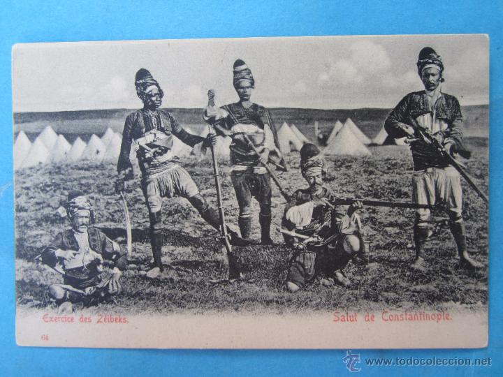 Postales: salul de constantinople, m. 64  exercice des zeibeks , ejercito de constantinopla - Foto 1