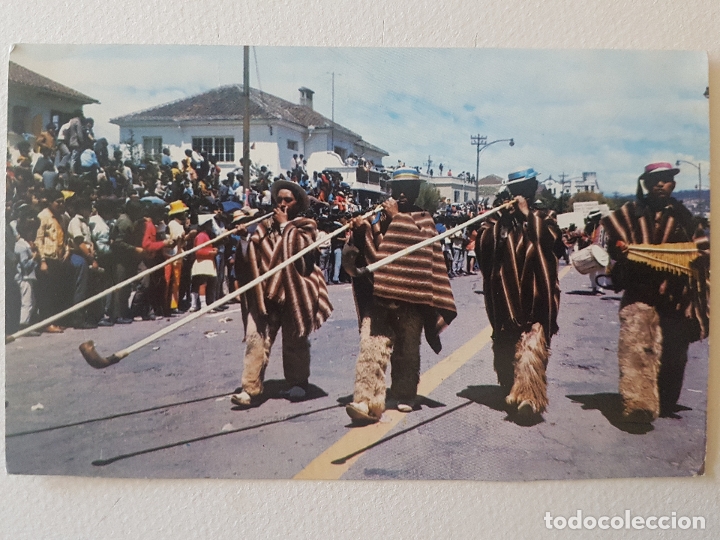 Postales: TOCANDO BOCINAS INDIOS QUIMBORAZO QUITO ECUADOR POSTAL - Foto 1