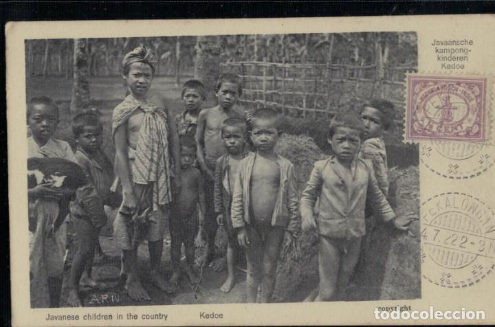 Postales: Ni&ntilde;os Javaneses en el campo. Kedoe. Java. / Circulada y sellada Pekalongan Java 1924 - Foto 1