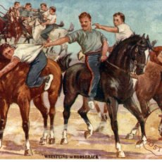 Postales: WRESTLING HORSEBACK