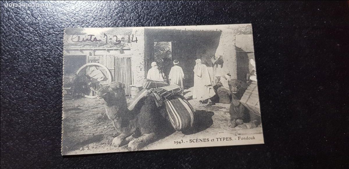 Postales: SCENES ET TYPES - FONDOUK CIRCULADA Y FECHADA 1914 - Foto 1