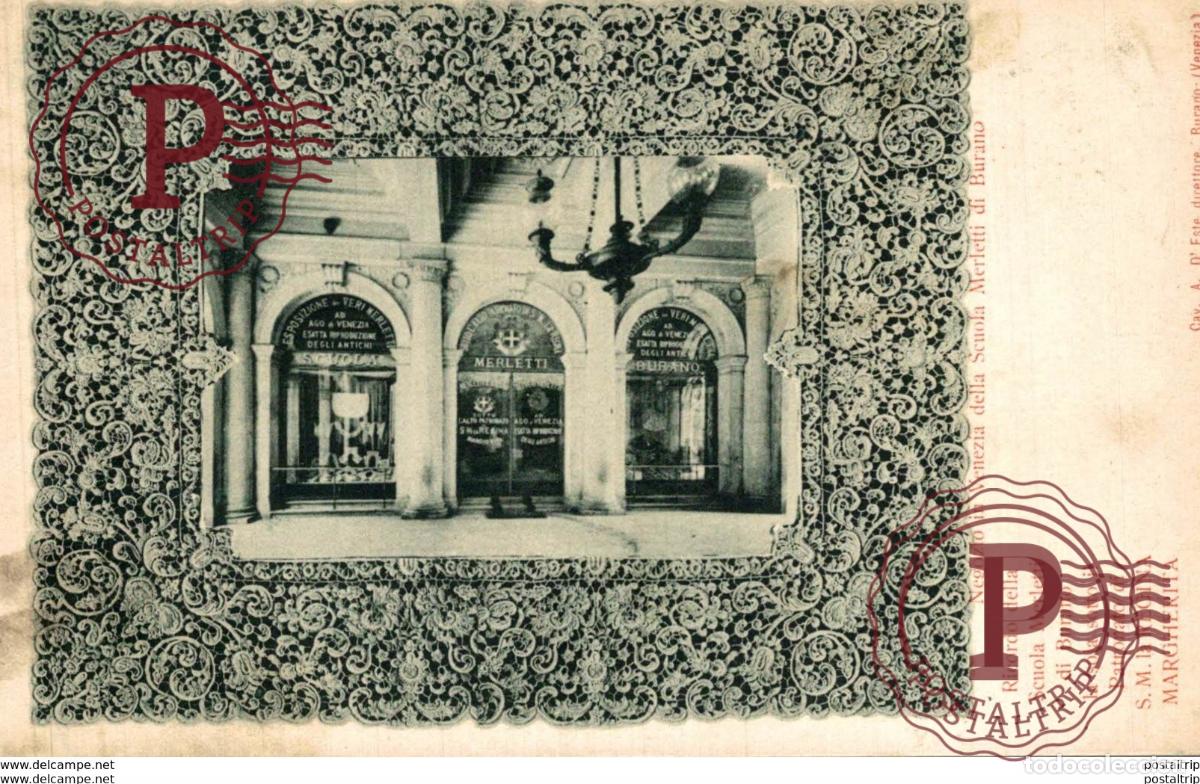 Postales: NEGOZIO IN VENEZIA DELLA SCUOLA MERLETTI DI BURANO - RICORDO DELLA SCUOLA MERLETTI DI BURANO