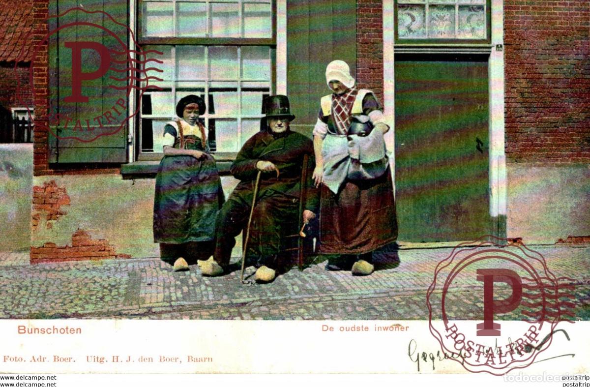 Postales: Bunschoten, De oudste inwoner, In niederl&auml;ndischen Trachten