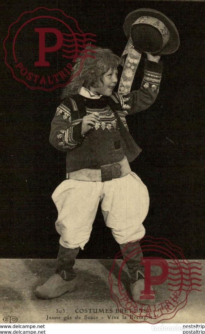 Postales: COSTUMES BRETONS JEUNE G&Acirc;S DE SCA&Euml;R - VIVE LA BRETAGNE types Typen Bretagne Gro&szlig;britannien Brittany