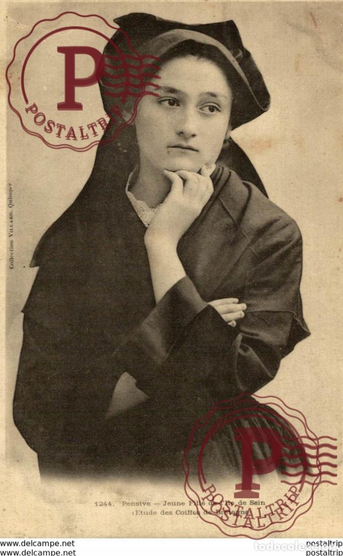 Postales: PENSIVE JEUNE FILLE DE LILE DE SEIN types Typen Bretagne Gro&szlig;britannien Brittany