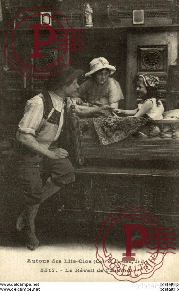 Postales: AUTOUR DES LITS CLOS LE R&Eacute;VEIL DE LENFANT types Typen Bretagne Gro&szlig;britannien Brittany