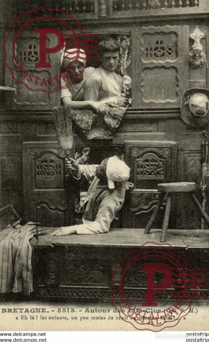 Cartes Postales: AUTOUR DES LITS CLOS EH L&Agrave;!, UN PEU MOINS DE BRUIT OU GARE AU BALAI types Typen Bretagne Gro&szlig;brita