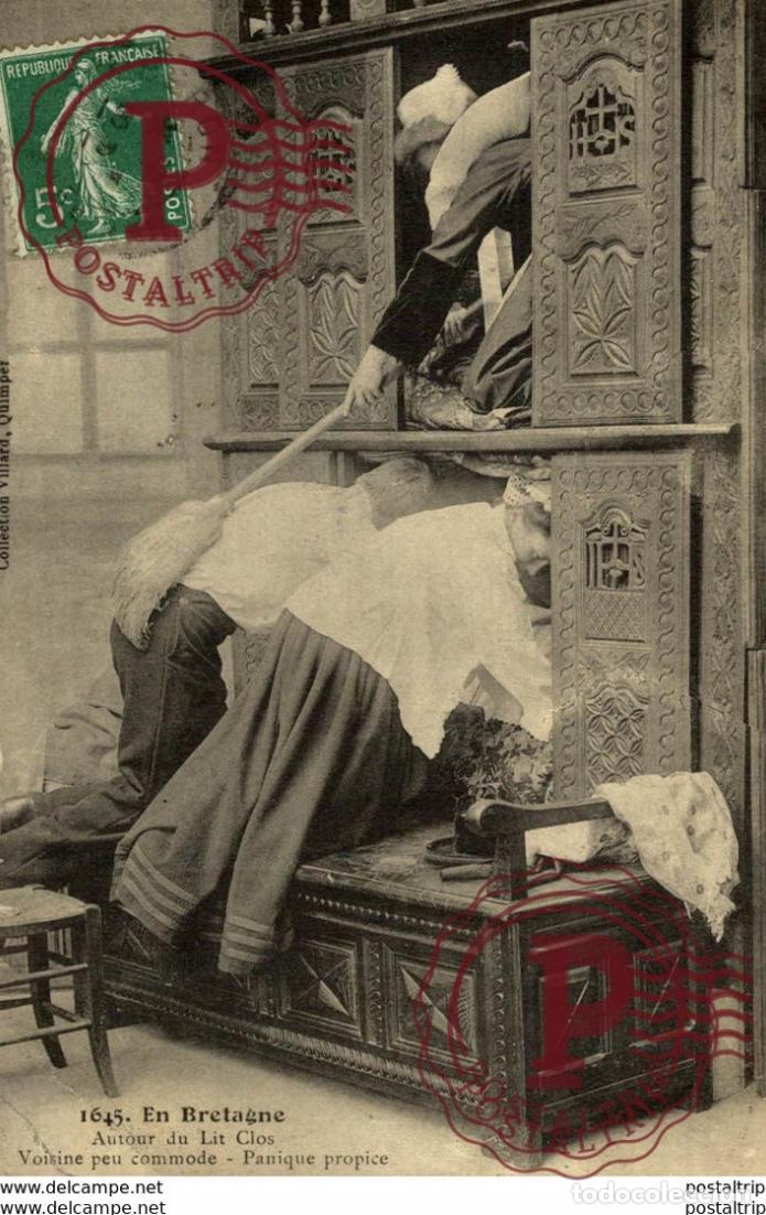 Cartes Postales: EN BRETAGNE AUTOUR DU LIT CLOS VOISINE PEU COMMODE PANIQUE PROPICE types Typen Bretagne Gro&szlig;britan