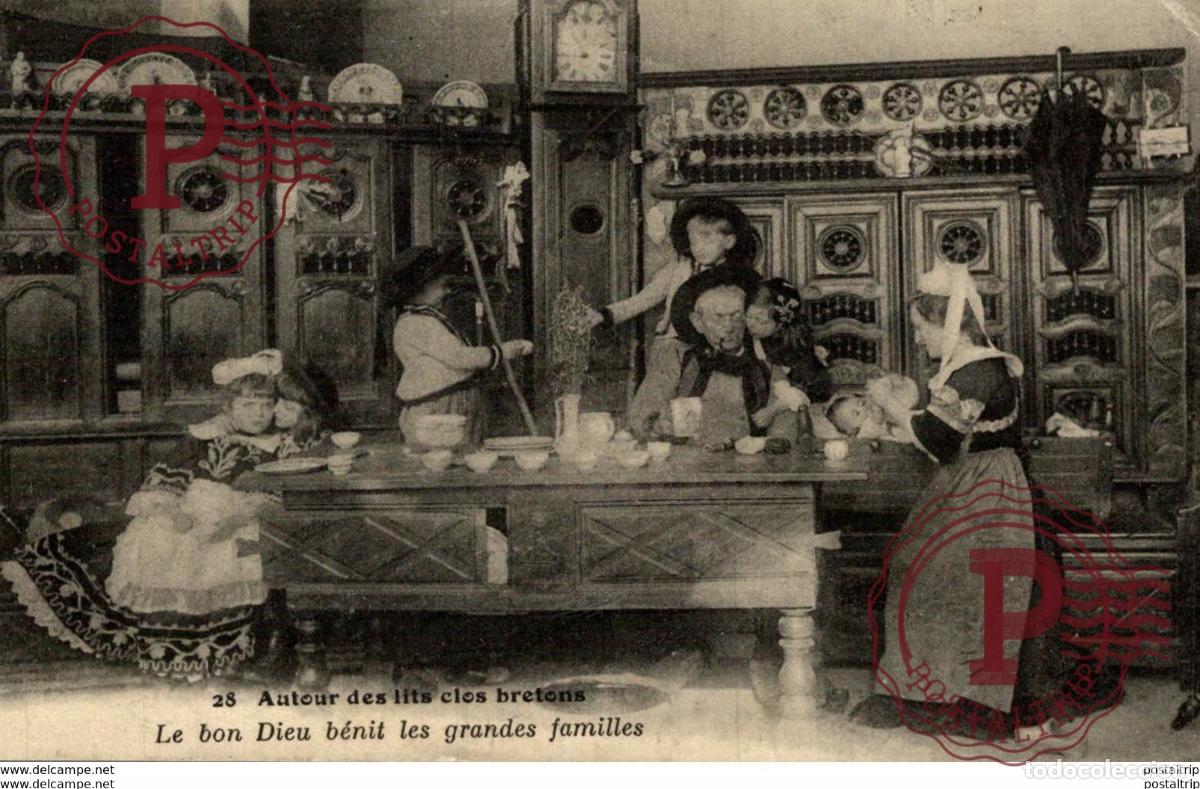 Postkarten: AUTOUR DES LITS CLOS BRETONS LE BON DIEU B&Eacute;NIT LES GRANDES FAMILLES types Typen Bretagne Gro&szlig;britann