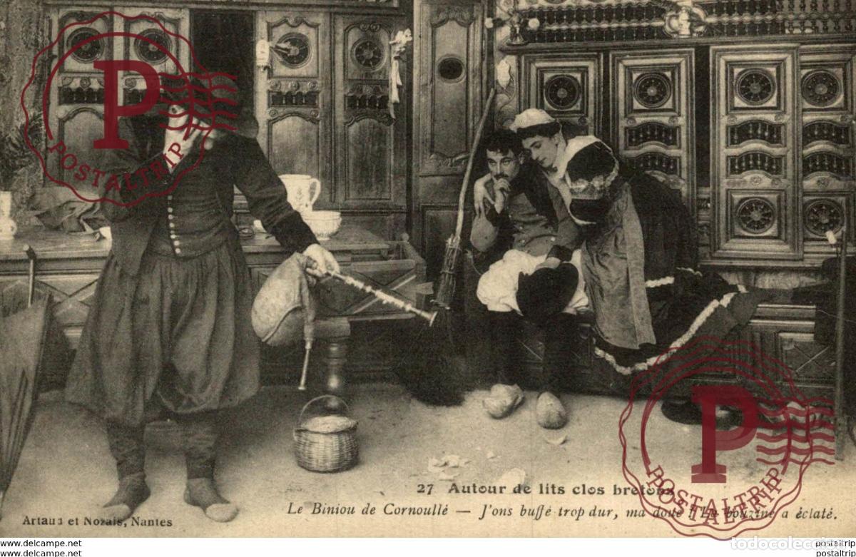 Postkarten: AUTOUR DES LITS CLOS BRETONS LE BINIOU DE CORNOULL&Eacute; types Typen Bretagne Gro&szlig;britannien Brittany