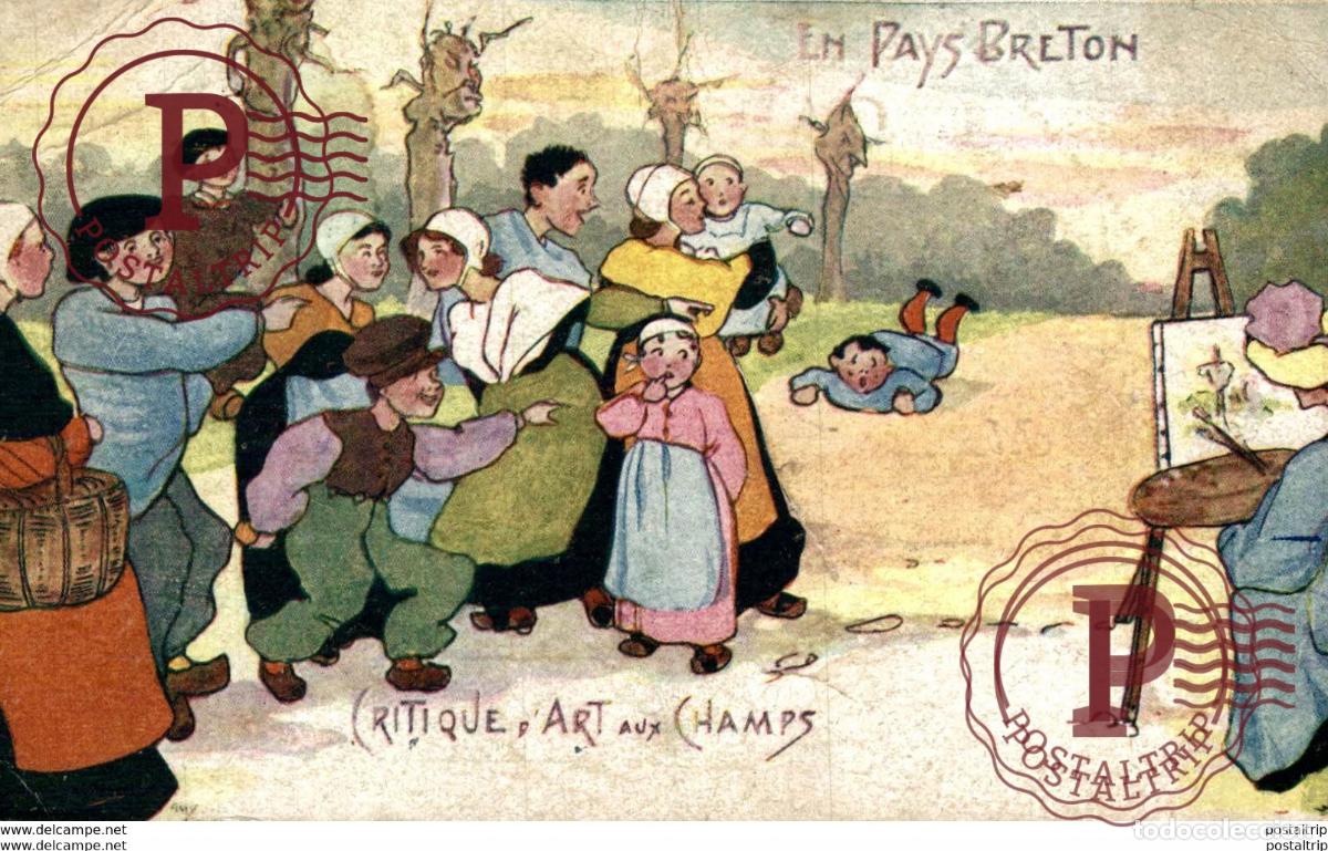 Postkarten: EN PAYS BRETON CRITIQUE DART AUX CHAMPS types Typen Bretagne Gro&szlig;britannien Brittany