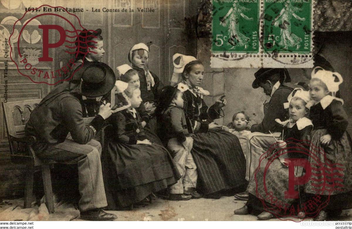 Postkarten: EN BRETAGNE LES CONTES DE LA VEILL&Eacute;E types Typen Bretagne Gro&szlig;britannien Brittany