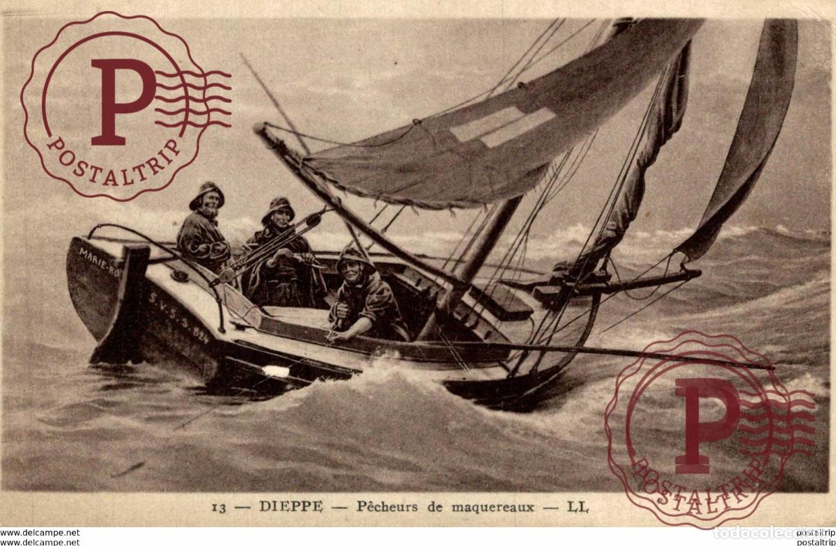Postkarten: DIEPPE - PECHEURS DE MAQUEREAUX Angeln Fishing La p&ecirc;che Pesca Visvangst