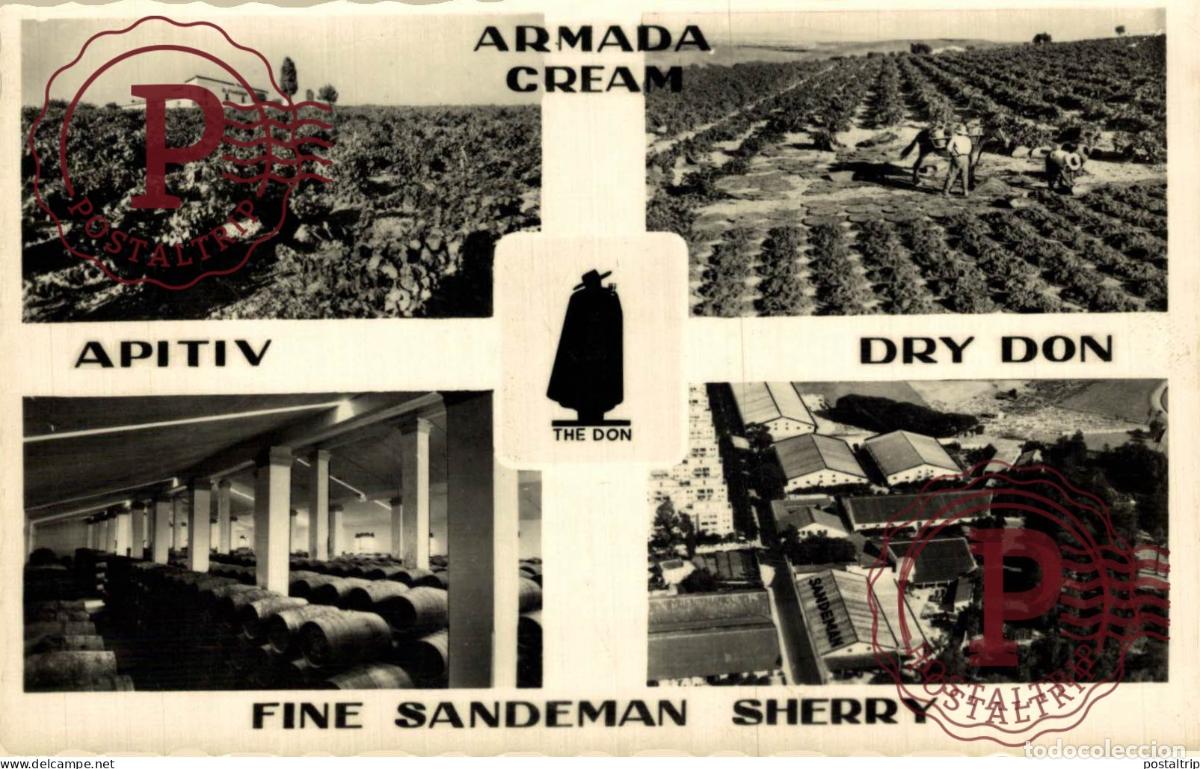 Postales: CADIZ. Armada Cream Apitiv Dry Jon Fine Sandeman Sherry