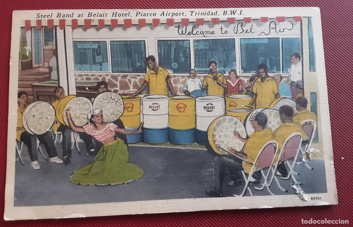 Postales: POSTAL STEEL BAND (BANDA DE TAMBORES MET&Aacute;LICOS), BELAIR HOTEL , TRINIDAD.
