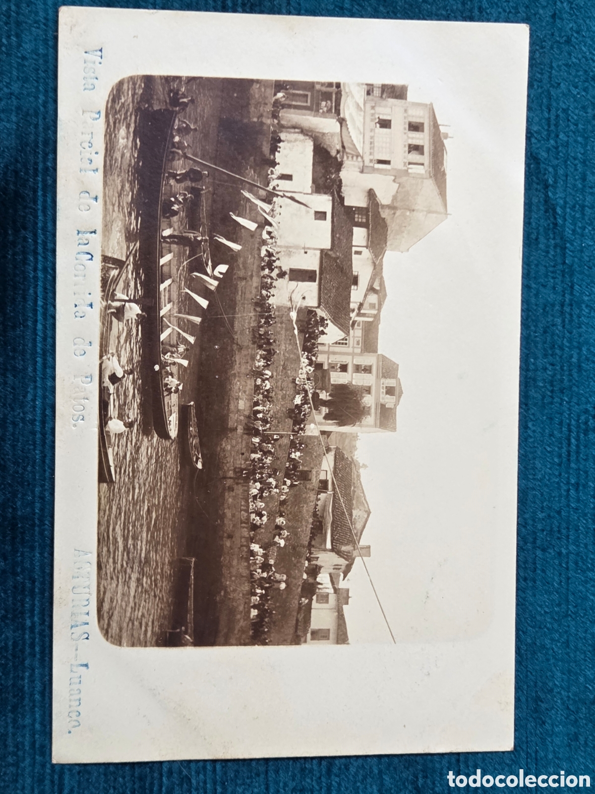 Postales: LUANCO ASTURIAS. C. 1900, Vista parcial de la Corrida de patos