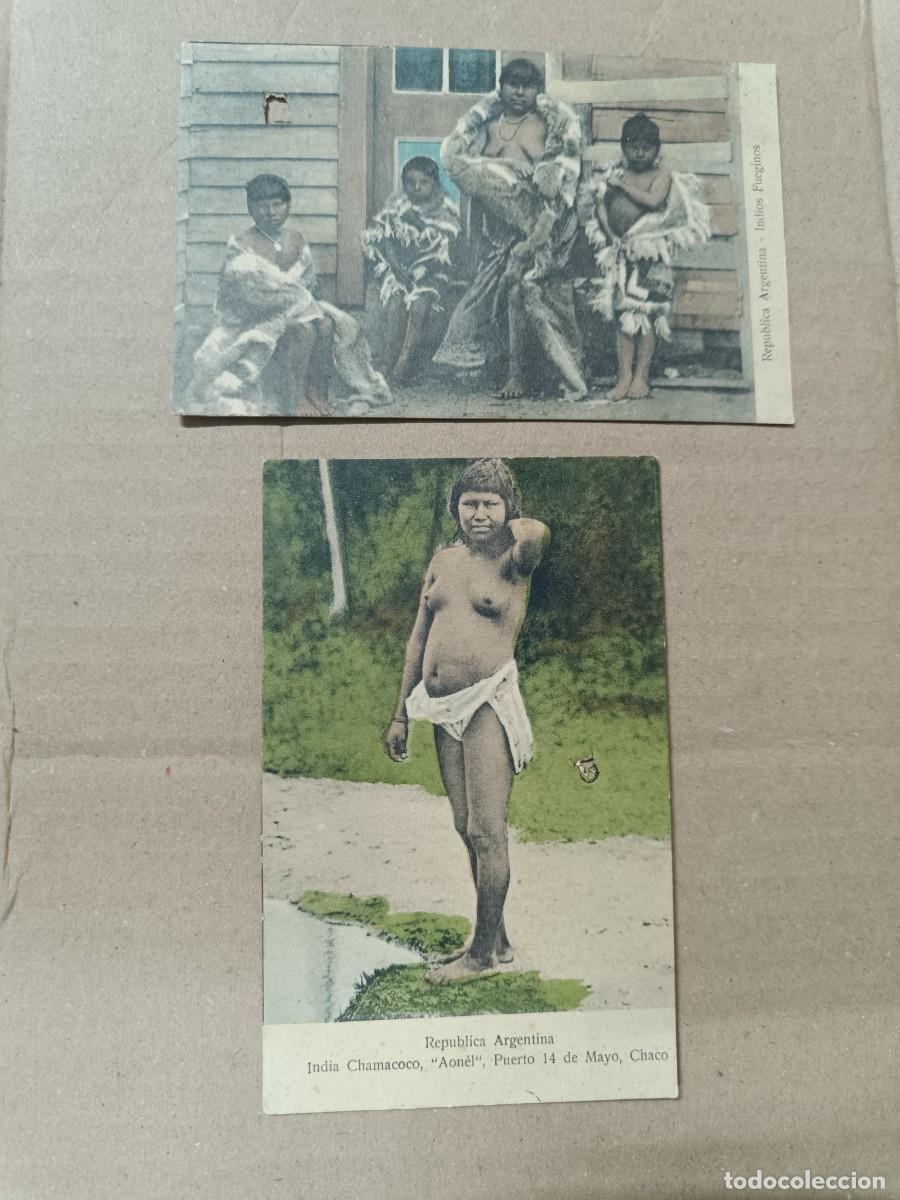 Postcards: LOTE 2 ANTIGUAS POSTALES ETNICAS, INDIOS DEL CHACO Y FUEGUINOS, AMERINDIOS, PPS S. XX, ARGENTINA -S2