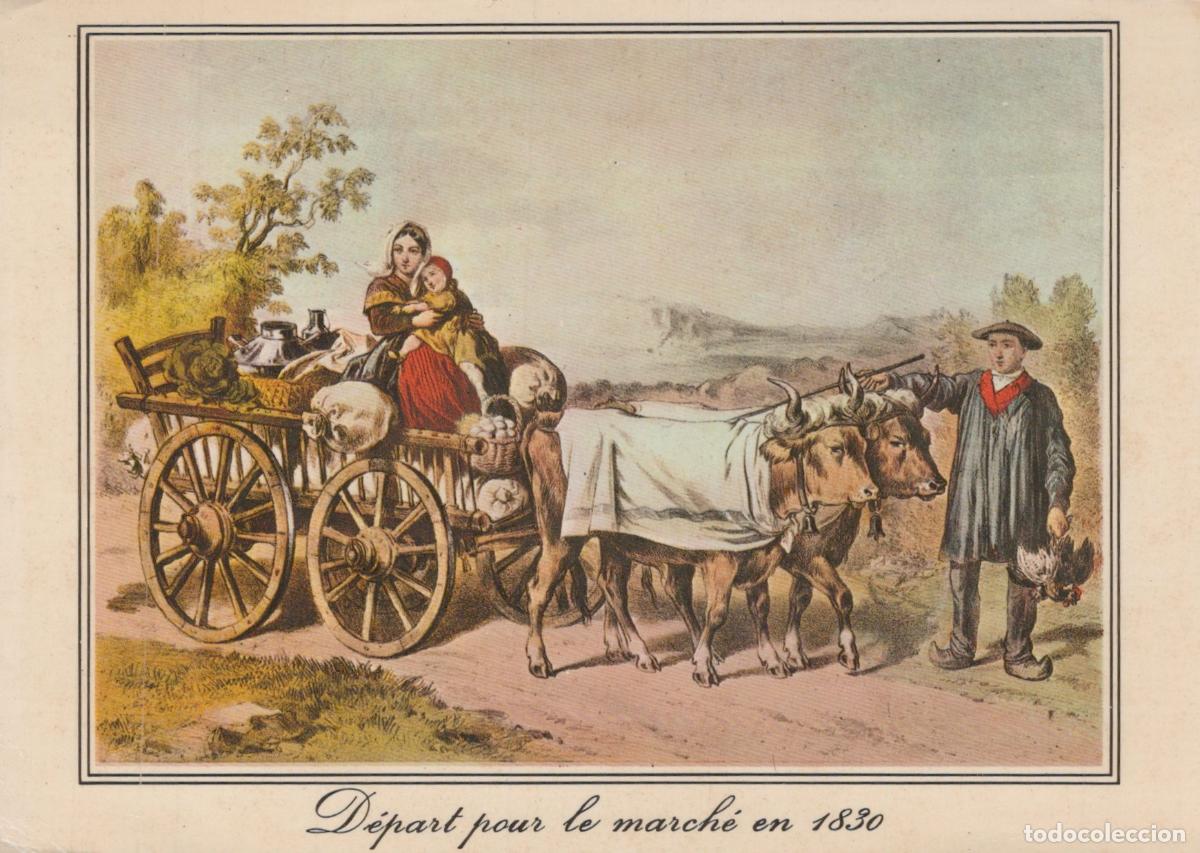 Postales: France Bordeaux Pays Basque Sc&egrave;ne Rurale Attelage B&oelig;ufs March&eacute; Unposted *YAE962