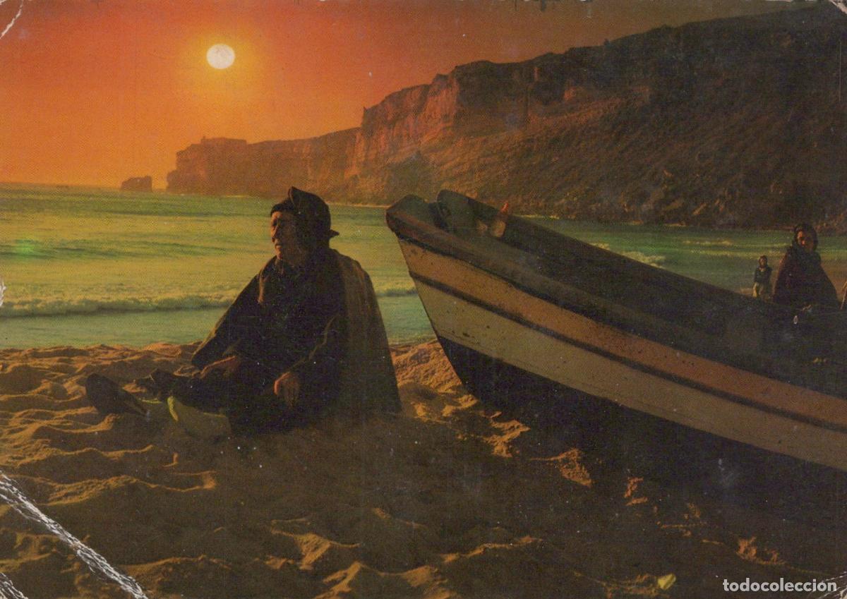 Postales: Portugal Nazar&eacute; Pescadores Trajes T&iacute;picos Barco Praia P&ocirc;r Sol Oblitert *YAF387